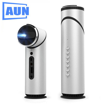 AUN Q9 Portable Projector, 90 Degree Rotatable Lens Projector. Built-in Android 5.1, WIFI, Bluetooth, 3000 mAH Battery. 1080P