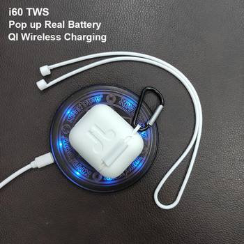 i60 TWS Pop up 1:1 Wireless Earphone QI Wireless Charging Bluetooth 5.0 Earphones Bass Earbuds PK i20 i30