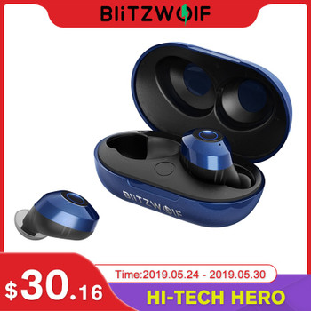 Blitzwolf FYE5 Bluetooth 5.0 Wireless True Earphone TWS Sport Earbuds 10M Connection Stereo Earphone IPX6 Waterproof-Blue Black