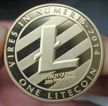 Brass BTC Litecoin Gold Medal Coin Copy Coins Souvenir Metal Craft Coin Dia 40MM