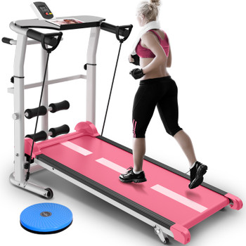  Mini Folding Treadmill  Mute Fitness Equipment Wide Run Belt Treadmill 3 In 1 Twisting Waist Machine 300kg Bearing