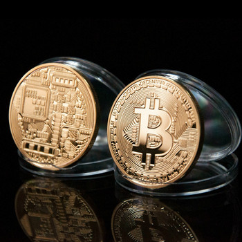 Gold Plated &amp; Bronze Physical Bitcoins - 1 of each -Casascius Bit Coin BTC With Case For Souvenir New Year Gift BTC001