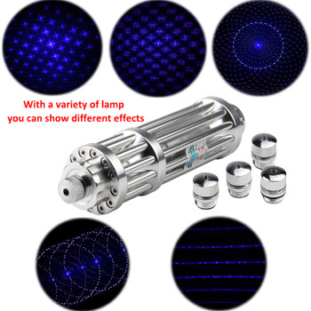 USB High Power Blue Laser Pointer 450nm Lazer Pen Light Adjustable Focus Burning Match lit cigarette With 5 stars Caps 3-0025