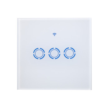 EU 3 Wifi Remote Switch via Android IOS,Wireless Control Light Touch Wall Switch for Smart Home,Work with Alexa Google Home