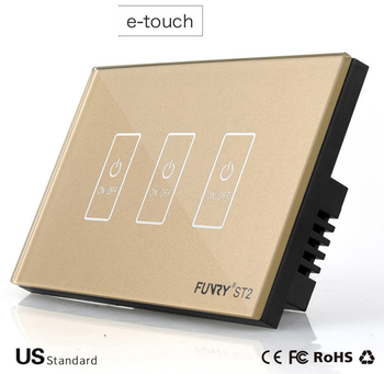 US/AU Smart FUNRY Switch , White Gold Black Crystal Glass Panel, 110~250V/50~60Hz Wireless Smart Remote Light switch