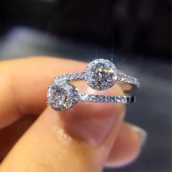 18K White Gold (AU750) Women Wedding Ring Certified F-G/SI 0.564 Carat Round Cut Real Diamond Engagement Jewelry Halo Ring