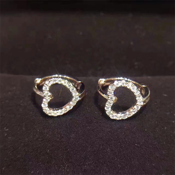  18k White Gold Women Circle Earrings Certified I/S1 Natural Diamond Brinco Fashion Heart Shape Design Women Circle Jewelry