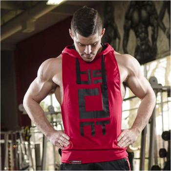 2018 New ProductsFitness Men Bodybuilding Cotton Sleeveless Top Solid Stringer Hoodie Tank Top Summer mens hooded Shirts Cotton