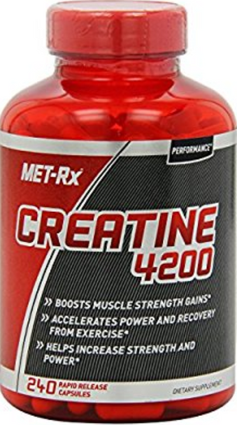 MET-Rx Creatine 4200 Creatine Supplement to Boost Muscle Strength Gains from Working Out and Weightlifting 1 Bottle of 240 Rapid Release Capsules