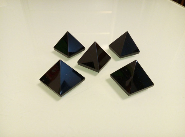 5PCS NATURAL BLACK OBSIDIAN CRYSTAL PYRAMIDS HEALING 