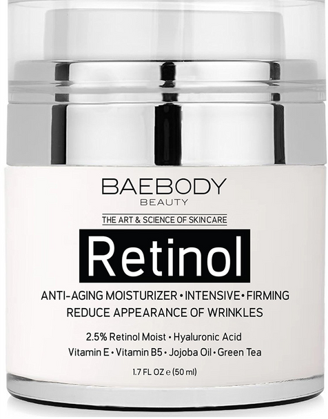 Baebody Retinol Moisturizer Cream for Face and Eye Area - With Retinol, Hyaluronic Acid, Vitamin E. Anti Aging Formula Reduces Look of Wrinkles, Fine Lines. Best Day and Night Cream. 1.7 Fl Oz