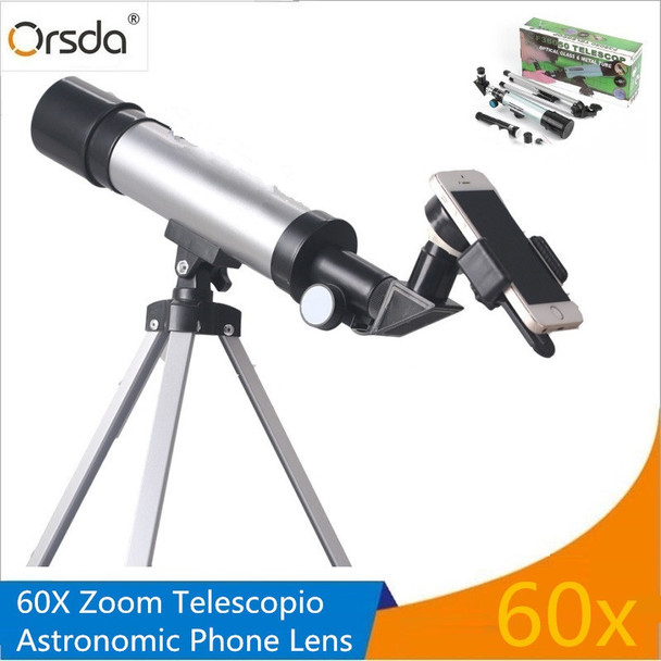 Orsda Monocular 30x 60X Zoom Astronomical Moblie Phone Camera Lens HD Telescopio Telescope Telephoto Clip Lenses Smartphone Lens