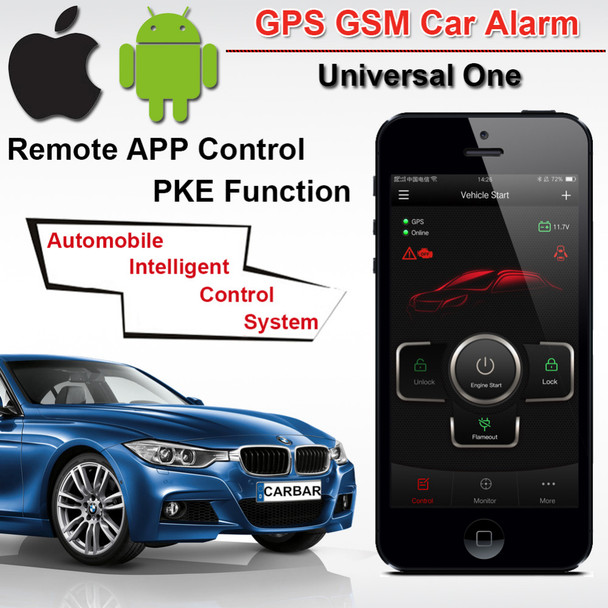 IOS Android Vehicle Car GSM GPS Alarm Car Keyless Entry System Push Button One Start Stop History GPS Tracking PKE Function