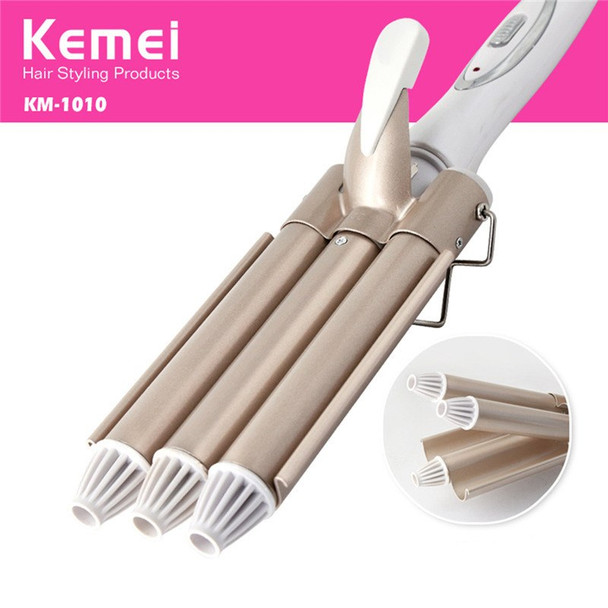 Authentic Professional Kemei 3 Barrel hair Curling Irons Automatic Waves  Ceramic curling wand Styling Tools