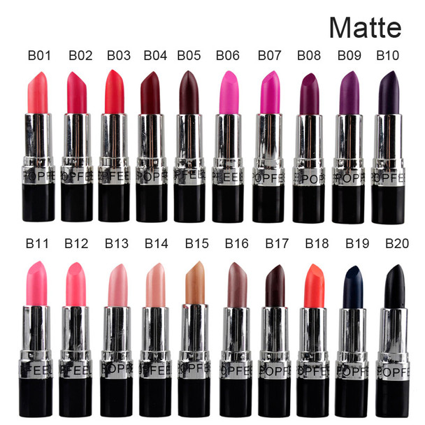 Hot Popfeel 20PCS/LOT  Women Matte Lipstick Beauty Long Lasting Make up tools Sexy lips Waterproof Cosmetic