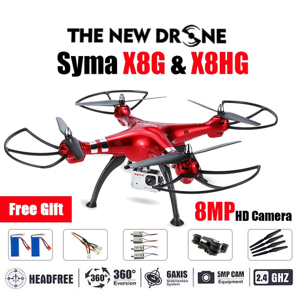 Professional Drone Syma X8G &amp; X8HG 2.4G 4ch 6 Axis with 8MP Wide Angle Hd Camera RC Quadcopter RTF Altitude Hold RC Helicopter