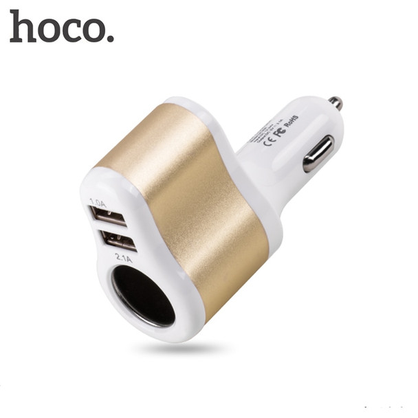 HOCO 3.1A 5V USB Car-Charger With LED Screen Smart Auto Car Charger Adapter 1 Cigretee Lighter 2 Ports USB Hub Phone Charging