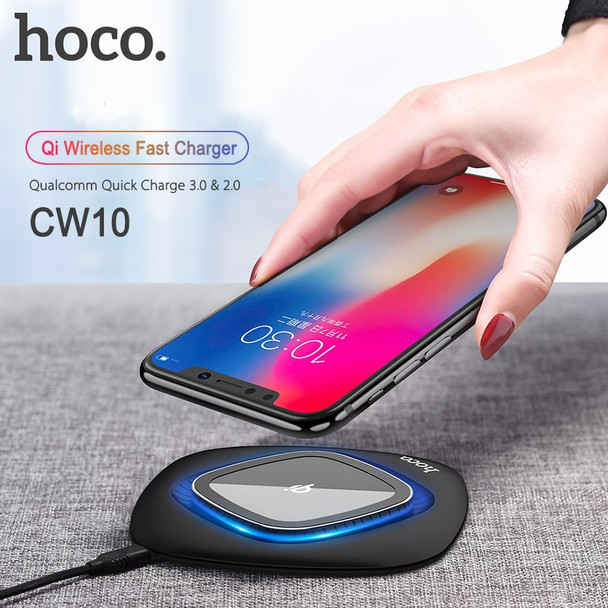 HOCO CW10 QI Wireless Fast Charger Stand for iPhone XS MAX 8 Plus LED Wireless Quick Charging for Samsung Galaxy S8 Plus Note 8