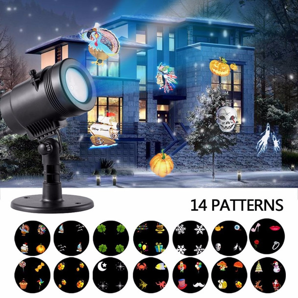 IP65 Christmas Decorations,LED Outdoor Holiday Projector Lights with 14 Pattern Lens Snowflakes for Wedding Holiday Decor Lamp