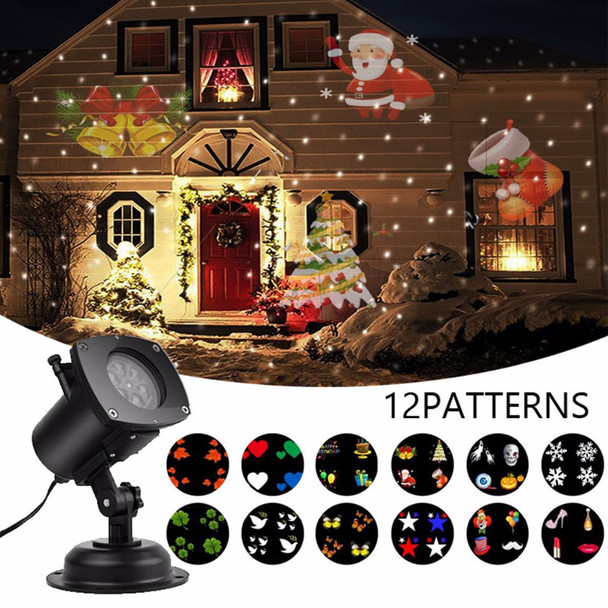 IP65 Christmas Light Laser Snowflake Projector Light 12 Patterns Outdoor LED Waterproof Star Light Home Garden Indoor Decoration