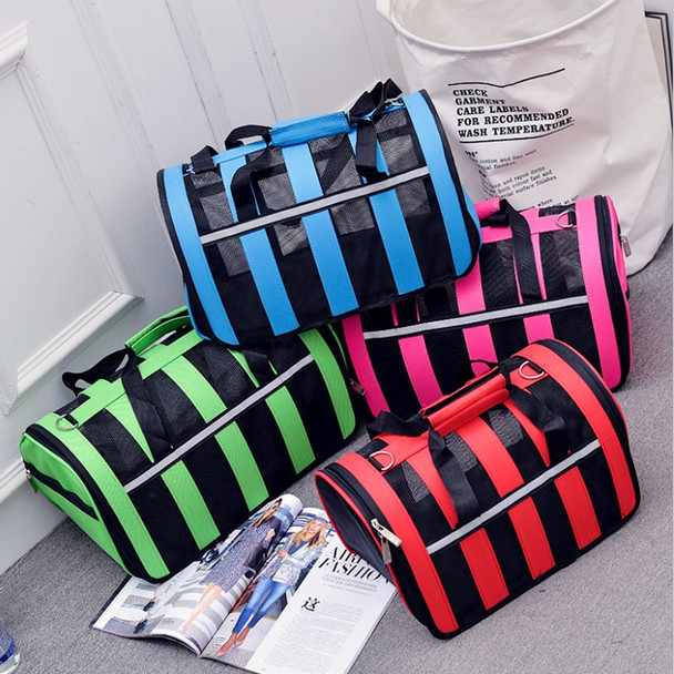 Breathable portable pet bag Outdoor Dog bags travel pet nylon stripe breathable cat carrier bag Colorful Handbag S-L