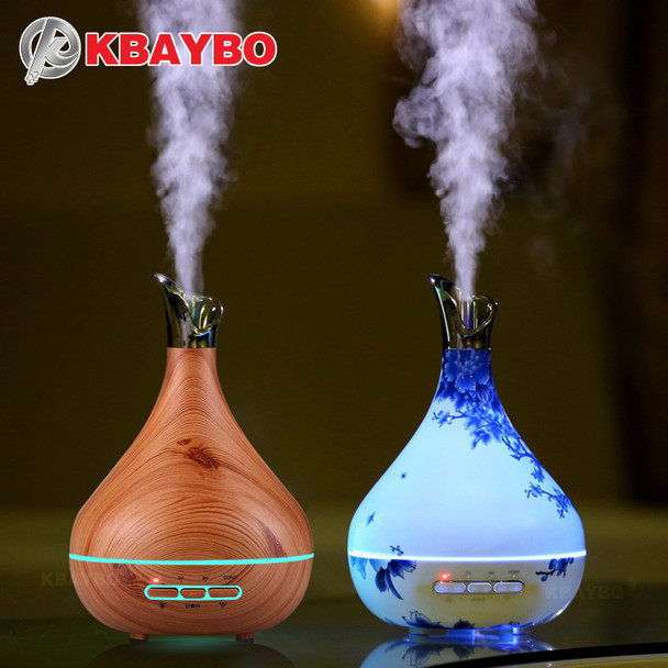 300ml Aroma Essential Oil Diffuser Ultrasonic Air Humidifier purifier with Wood Grain LED Lights for Office Home Bedroom