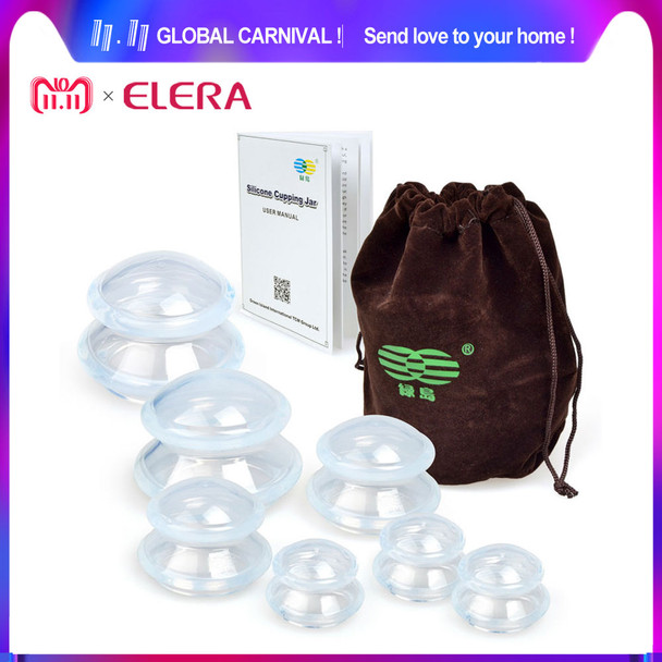 7 Cup Premium Transparent Silicone Cupping Set Therapy Cellulite Medical Vacuum Silicone Massage Cups Health Care