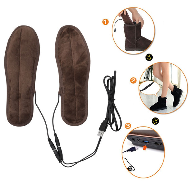 New USB Electric Powered Plush Fur Heating Insoles Winter Keep Warm Foot Shoes Insole