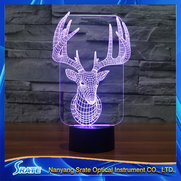 3D Vision David's Deer Stag 7 Colorful Gradients LED Acrylic Plate Desk Lamp Bedroom Decoration Night Light