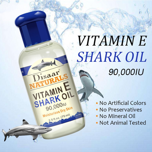 Disaar Naturals Vitamin E Shark Oil 90,000 IU Moisturizes Dry Skin Whitening, Moisturizing, Anti-wrinkle and Firming Skin 75ml