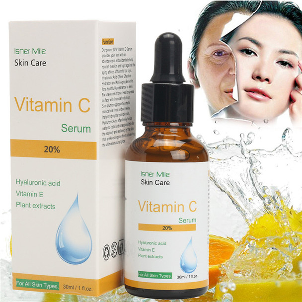 20% Vitamin C Hyaluronic Acid Serum Face Cream Miracle Glow Whitening Facial Lifting Anti-aging Serum Removal Sun Spot Liquid