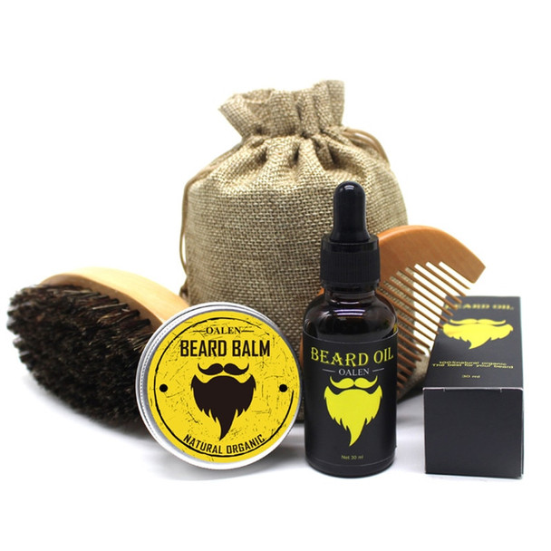 Men Moustache Cream Beard Oil Kit with Moustache Comb Brush Storage Bag