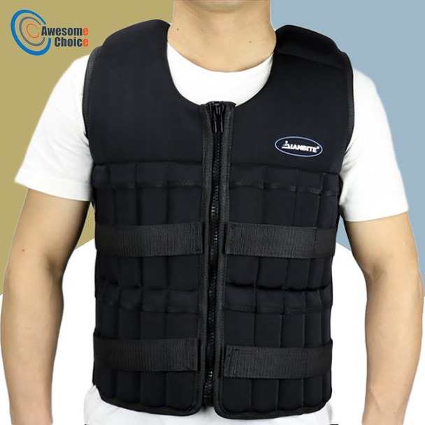 35kg Loading Weighted Vest For Boxing Training Equipment Adjustable Exercise Waistcoat Black Jacket Swat Steel Bar Clothing