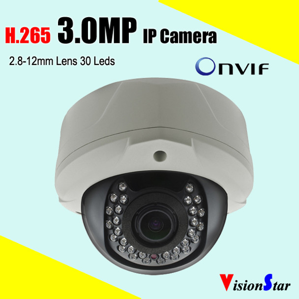 P2P cloud iphone android mobile view motion sensor 3.0MP H.265 dome IP camera vandalproof surveillance video camera