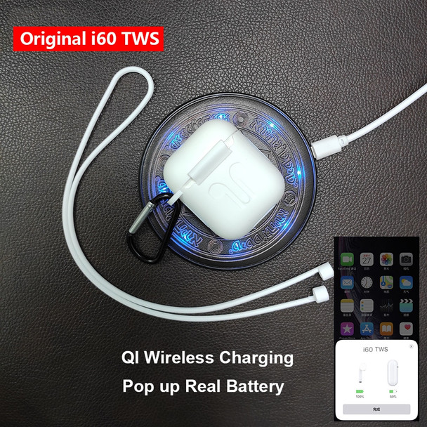 i60 TWS Pop up 1:1 Wireless Earphone QI Wireless Charging Bluetooth 5.0 Earphones Bass Earbuds PK i20 i30