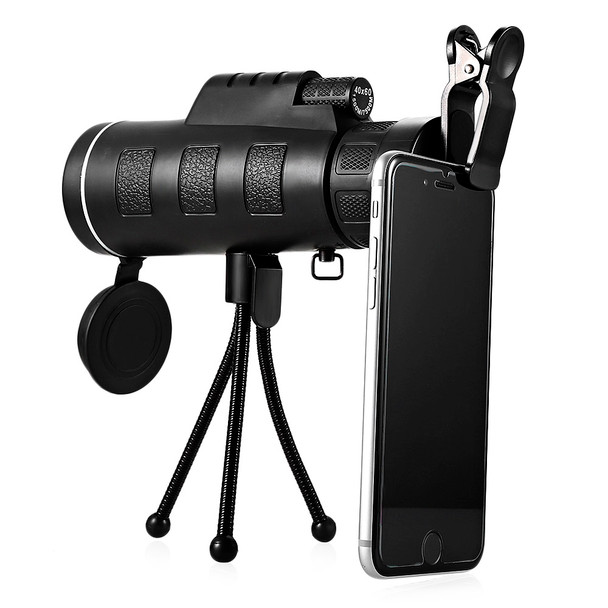 40X60 Monocular Telescope HD Night Vision Prism Scope With Phone Clip Tripod for Hunting Camping Climbing Fishing