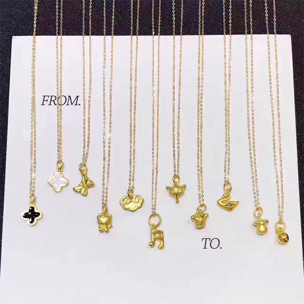 18K White Gold (AU750) Pendant Necklace Clover Fashion Design Fox Shape Pendant Chain Necklace for Women Birthday Gift