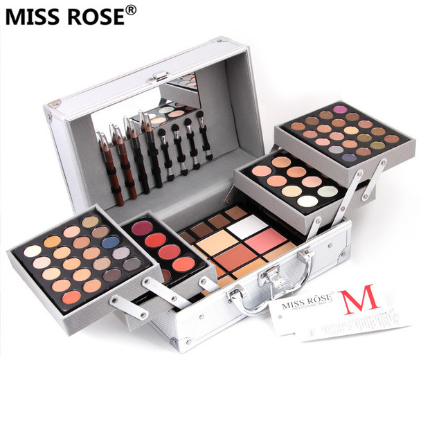 Brand MISS ROSE cosmetic case makeup set of matte shimmer eye shadow,concealer,blush,eyebrow,lip eye liner pen