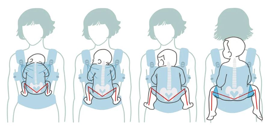 Baby carrier sales hip position