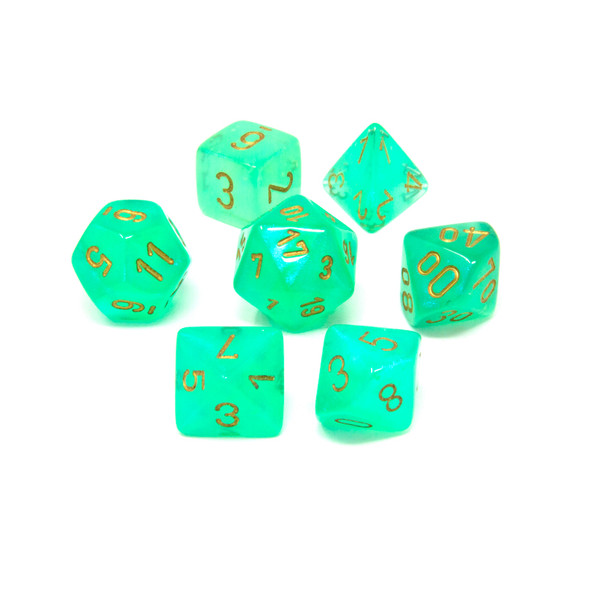 Chessex - Set de 7 dados poliédricos Borealis® Verde claro/Dorado Luminary™