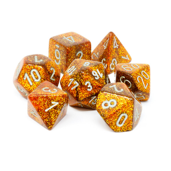 Chessex - Set de 7 dados poliédricos Escarchados Dorado/Plateado