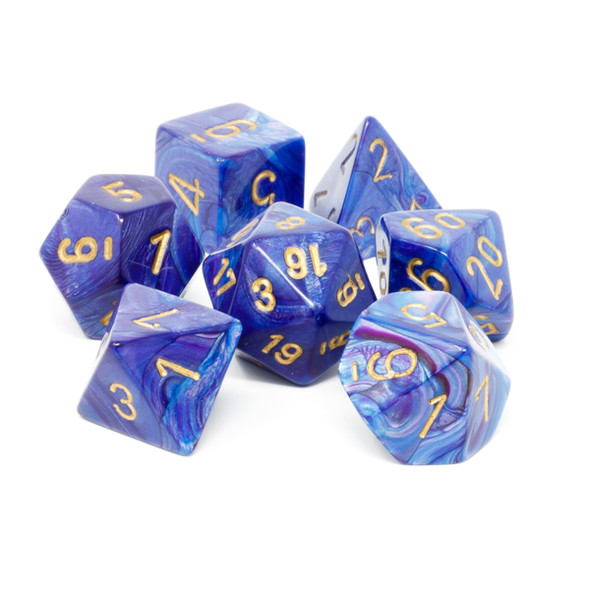 Chessex - Set de 7 dados poliédricos Lustrous™ Morado/Dorado