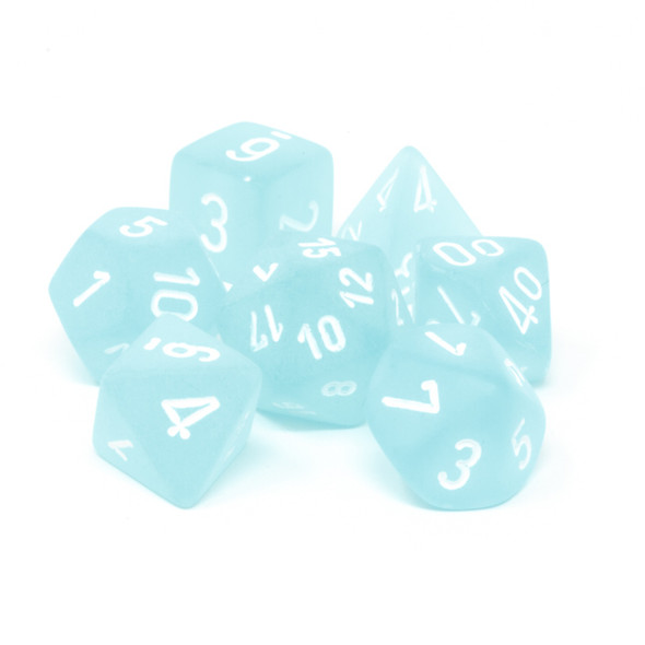 Chessex - Set de 7 dados poliédricos Frosted™ Verde aqua/Blanco