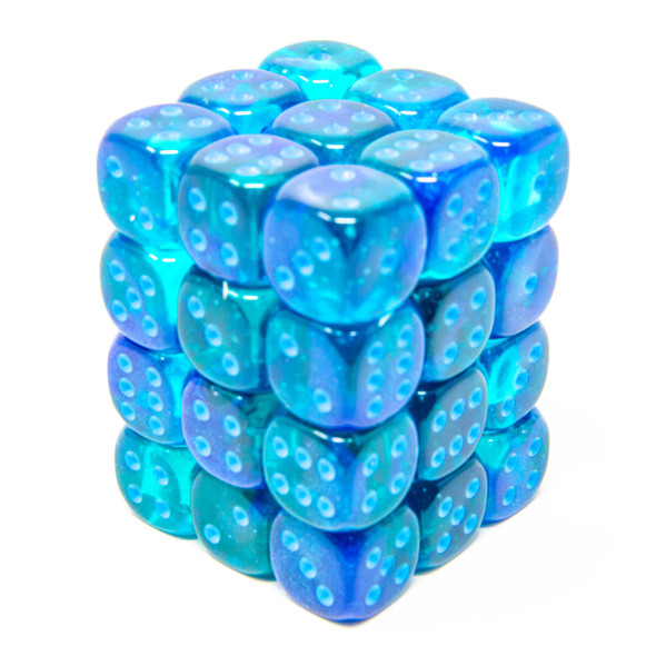 Chessex - Set de 36 dados D6 de 12mm Gemini® Azul-Azul/Celeste Luminary™