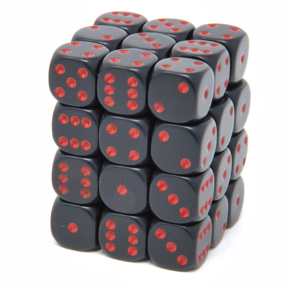 Chessex - Set de 36 dados D6 de 12mm opacos Negro/Rojo