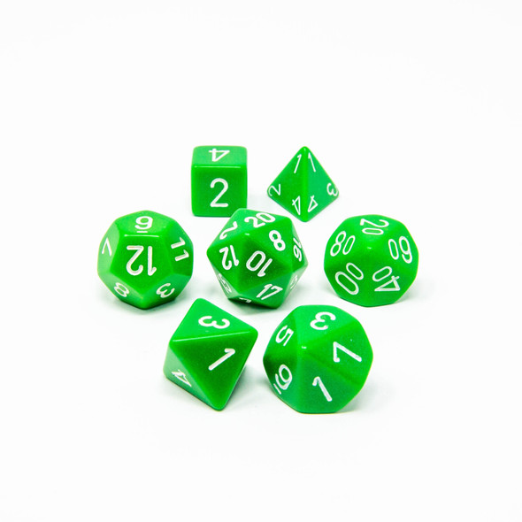 Chessex - Set de 7 dados poliédricos Opacos Verde/Blanco