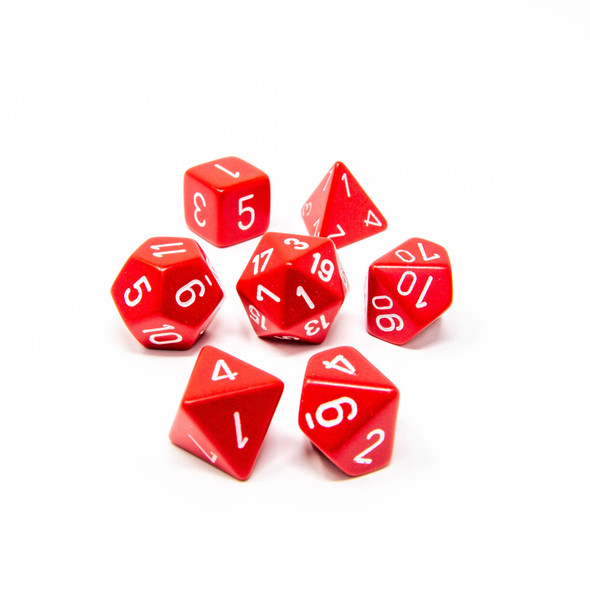 Chessex - Set de 7 dados poliédricos Opacos Rojo/Blanco