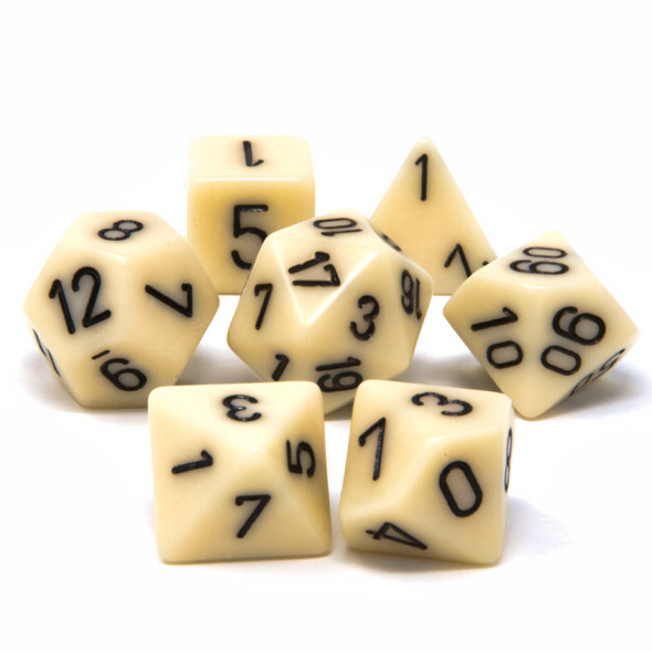 Chessex - Set de 7 dados poliédricos opacos Marfil/Negro