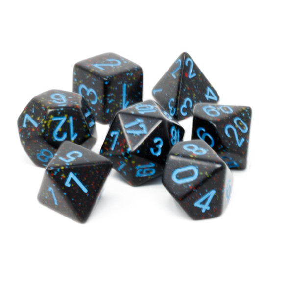 Chessex - Set de 7 dados poliédricos moteados Blue Stars™