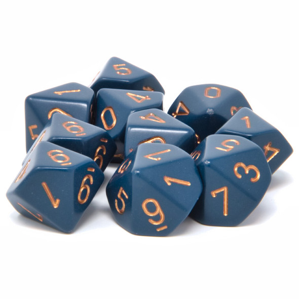 Chessex - Set de 10 dados D10 opacos Azul/Cobre